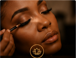 Makeup brush applying eye makeup