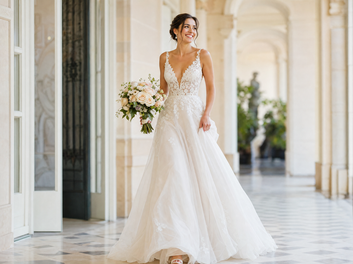 Bridal party bouquet moment