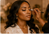 Bride receiving bridal makeup