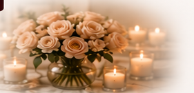 Roses and candles in the studio