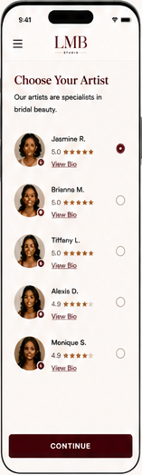 Mobile booking step two: select artist