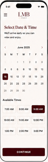 Mobile booking step three: date and time