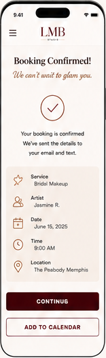 Mobile booking step five: confirm booking