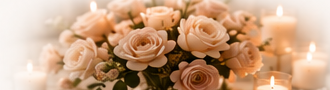 Blush roses and candles