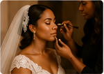 Bride receiving on-location makeup