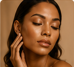 Finished natural glam makeup look